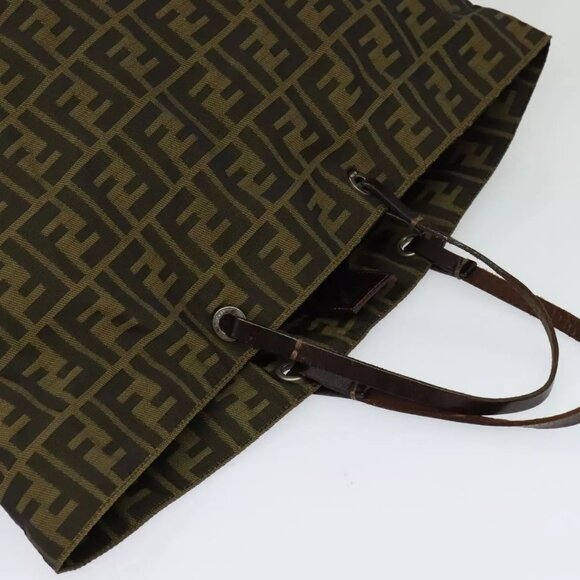 FENDI Zucca Canvas Hand Bag Brown Black Auth - Picture 11 of 16